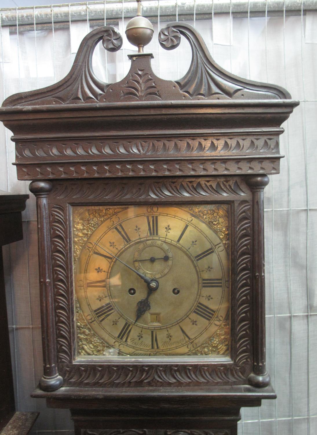 18TH CENTURY OAK 8 DAY LONGCASE CLOCK the face marked Joshua Alloway?, Taunton, the case overall