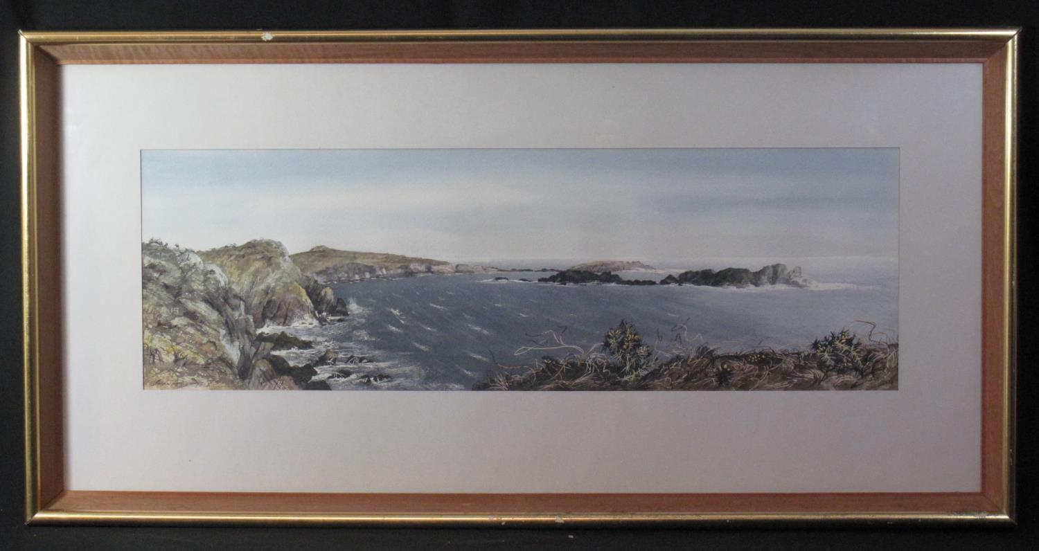 JOHN ROGERS (Welsh contemporary), 'Porthllysel St David's', signed and dated '75, watercolours. 24 x