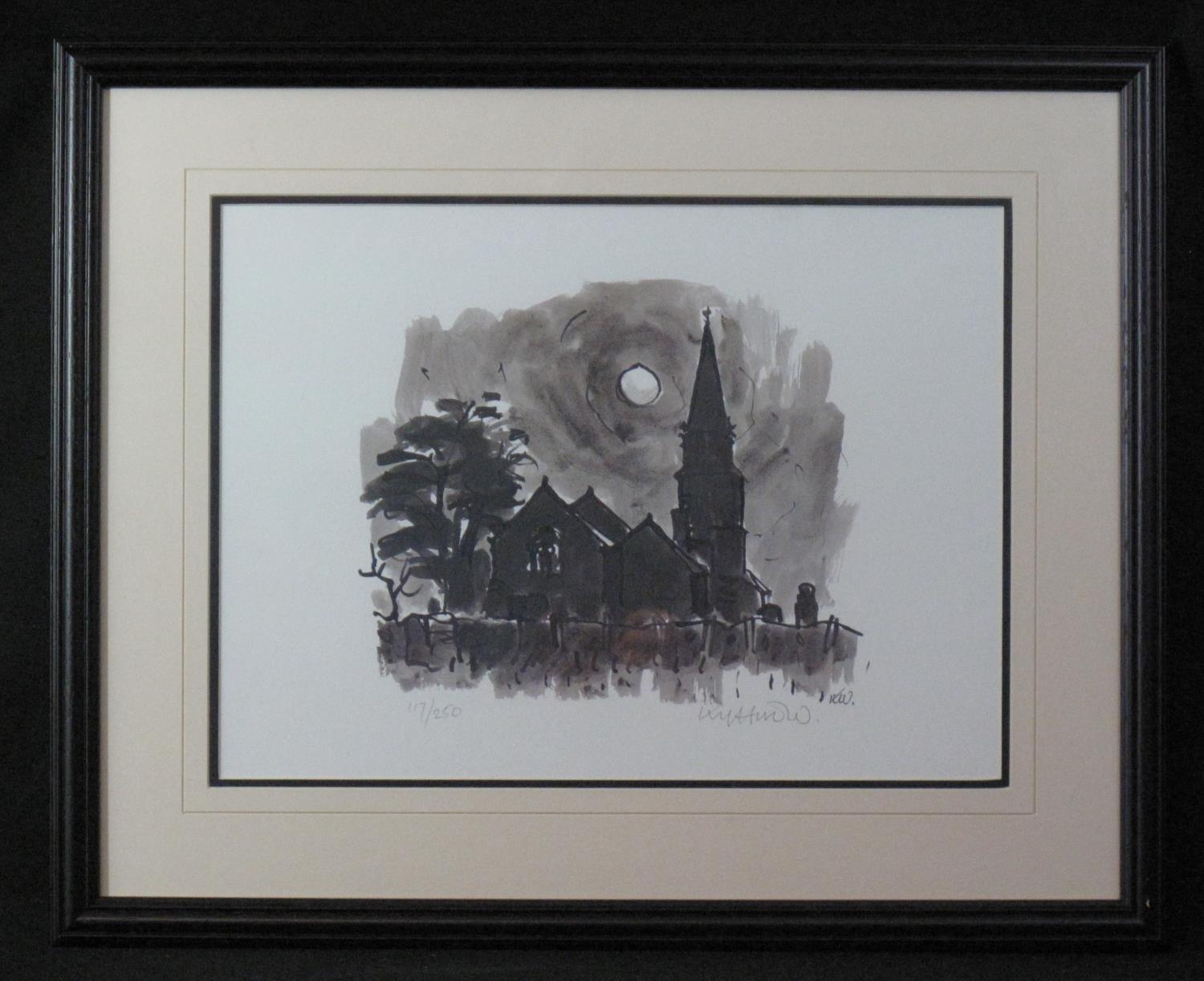 AFTER SIR JOHN 'KYFFIN' WILLIAMS KBE R.A (Welsh 1918-2006), 'Llanedwen Church, Night', limited