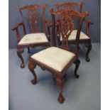 SET OF EIGHT 18TH CENTURY STYLE MAHOGANY CHIPPENDALE STYLE CHAIRS all with upholstered drop in