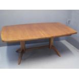 MID CENTURY TEAK EXTENDING DINING TABLE with one additional leaf, by Gordon Russell Ltd, Broadway,