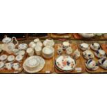 Four trays of assorted china to include; Gaudy Welsh tulip design cups and saucers, Coronet china