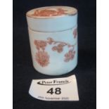 Small Chinese porcelain Rouge-de-Fer cylindrical jar and cover with over glazed iron red and gold