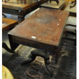 Mid 19th Century mahogany drop leaf centre table on quatreform base. (B.P. 21% + VAT)