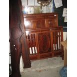 Edwardian mahogany inlaid single bed ends with side rails. (B.P. 21% + VAT)