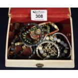 Vanity box with assorted costume jewellery. (B.P. 21% + VAT)