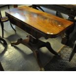 19th Century mahogany folding card table on quatreform base with brass paws and casters. (B.P. 21% +