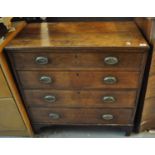 19th Century mahogany straight front chest of four long drawers on bracket feet. (B.P. 21% + VAT)