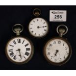 Large nickel key less open faced railwayman's type pocket watch with Roman numerals and seconds