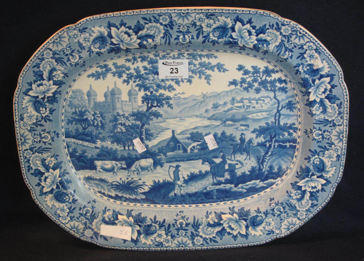 19th Century Welsh Swansea Glamorgan pottery 'Ladies of Llangollen' blue and white transfer