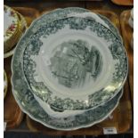 19th Century Swansea Gower pattern oval meat dish, a Swansea two handled tureen stand with