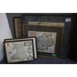 Collection of assorted maps to include; modern map of Great Britain, original Saxton and Kip