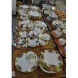 Five trays of Royal Albert 'Old Country Roses' design dinnerware and other items to include;