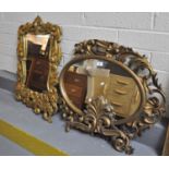 Two similar Rococo style gilt framed mirrors, one of oval form, one rectangular.(2) (B.P. 21% + VAT)