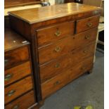 Late 19th Century mahogany straight front chest of two short and three long drawers on bracket feet.