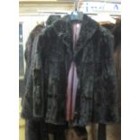 A vintage moleskin jacket (40's), a vintage ponyskin coat with mouton fur collar and cuffs and a