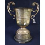 Large silver two handled trophy cup 'Treforest Trading Estate National Savings Committee Challenge