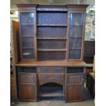 Late Victorian oak two stage cabinet back dog kennel dresser. (B.P. 21% + VAT)