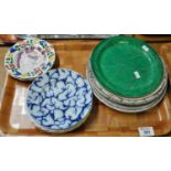 Collection of Welsh pottery plates to include; daisy head design, lustre, moulded leaf plate etc. (