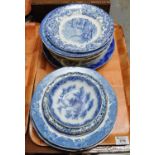 Collection of Welsh pottery plates and dishes to include; Swansea and Llanelly, all transfer printed