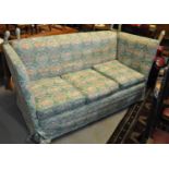 Early 20th Century three seater drop arm sofa, upholstered in William Morris style. (B.P. 21% + VAT)