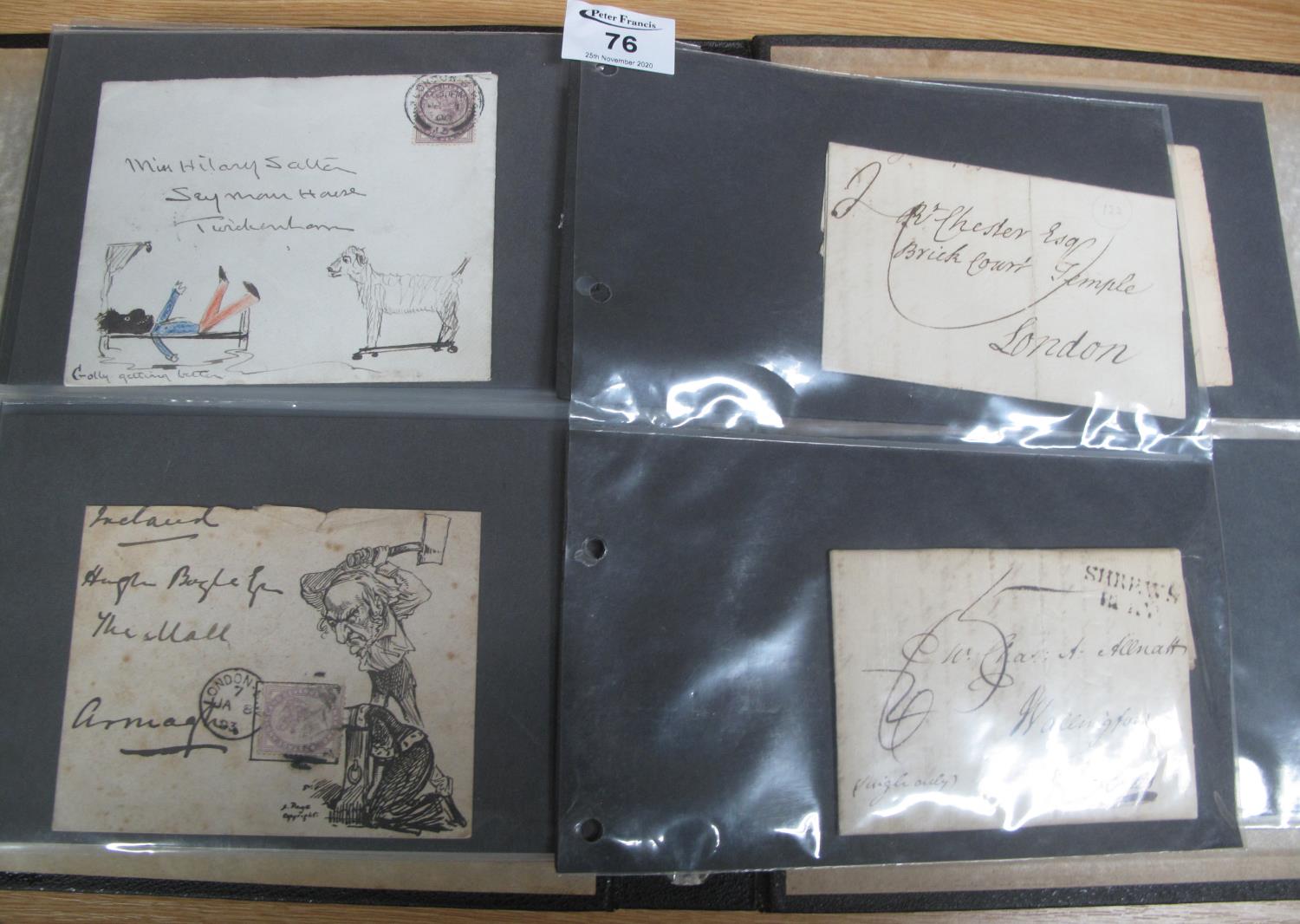 Great Britain Postal History stamp collection in black album 1779 to 1890's with entires, Penny