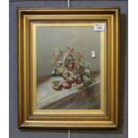 British school (early 20th Century), still life study of fruit, oils on board, 32 x 25cm approx,