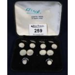 Set of mother of pearl white metal collar studs in Austin Reed box. (B.P. 21% + VAT)