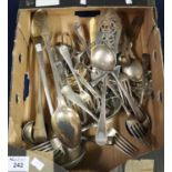 Tray of assorted plated cutlery to include; basting spoons, teaspoons, fish slice etc. (B.P. 21% +