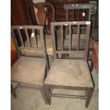 Three 19th Century Welsh oak stick back farmhouse chairs, together with a walnut Queen Anne style