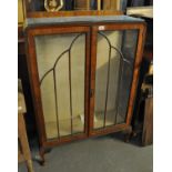 Early 20th Century mahogany two door display cabinet on cabriole legs. (B.P. 21% + VAT)