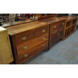 Edwardian style straight front chest of three long drawers, together with a similar washstand and