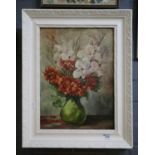Otto Schaeffer, still life study of flowers in a vase, oils on canvas, 41 x 30cm approx, framed. (