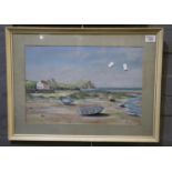 Richard Spain, 'The Parrog, Newport', signed, pastels. 30 x 46cm approx, framed and glazed. (B.P.