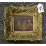 British school (18th/19th Century), Bacchanalian study of cherubs, oils on board, 8 x 10cm approx.