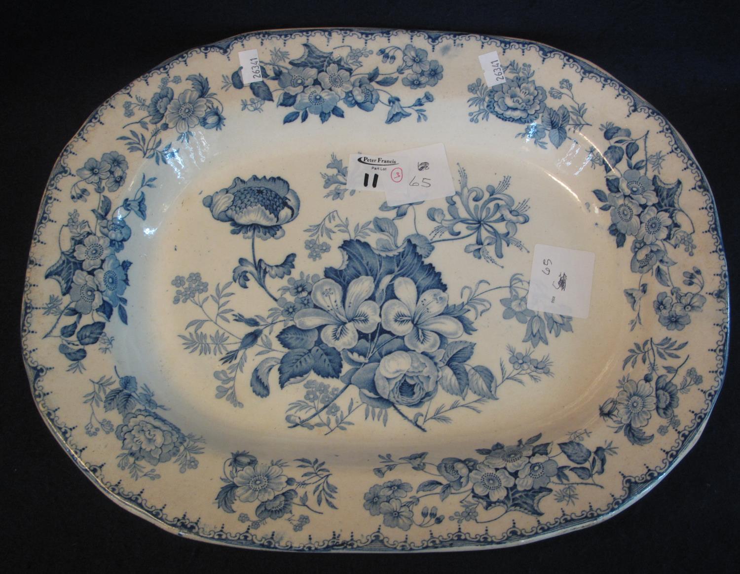 19th Century Welsh Cambrian pottery 'Monopteros' pattern oval shaped meat dish, with impressed no. - Image 2 of 3