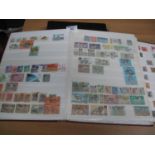 Box of mostly Commonwealth stamps in album and four stockbooks, many 100s of stamps, mostly used. (
