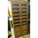 Early 20th Century haberdashery shop fitters display cabinet with plaque for 'J.C. King Ltd, Shop