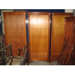 A pair of reproduction yew wood bookcases with adjustable shelves, together with another similar yew