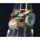 Three 9ct gold gemset rings. Approximate weight in total 4.7 grams. (B.P. 21% + VAT)