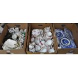 Three boxes of assorted china to include; Colclough 'Wayside' teaware, Copeland Spode Italian items,