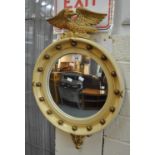 19th Century style circular convex mirror with eagle pediment, modern. (B.P. 21% + VAT)