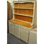 Modern painted pine two stage rack back kitchen dresser. (B.P. 21% + VAT)