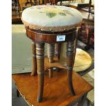 Victorian walnut tapestry upholstered stool on outswept legs. (B.P. 21% + VAT)