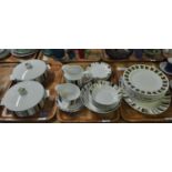 Three trays of Mid-Winter fine table ware dinnerware items, various to include; pair of lidded