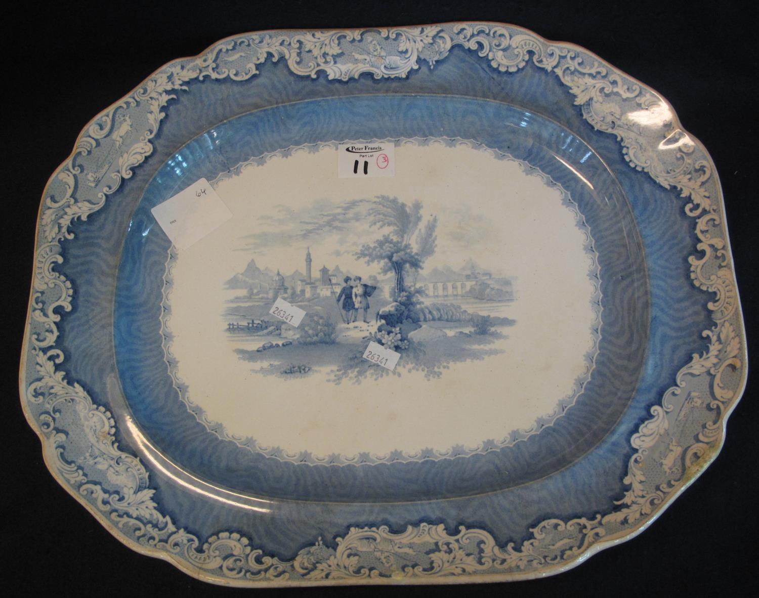 19th Century Welsh Cambrian pottery 'Monopteros' pattern oval shaped meat dish, with impressed no. - Image 3 of 3