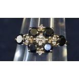 9ct gold black diamond cluster ring. Approximate weight 2 grams. (B.P. 21% + VAT)