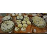 Three trays of Royal Doulton Kew design tea and dinnerware items including; graduated meat dishes,