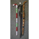 Bundle of decorative walking sticks, carved, moulded, beaded etc. (B.P. 21% + VAT)