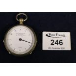 French late 19th/early 20th Century pocket watch style pedometer with enamel face having Arabic